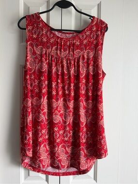 Red Paisley Sleeveless Women's Top